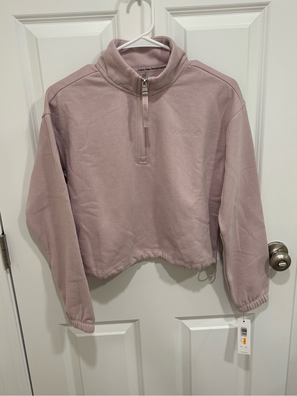 NWT Calvin Klein Performance Pink Cropped Half Zip Sweatshirt Womens U.S. Small